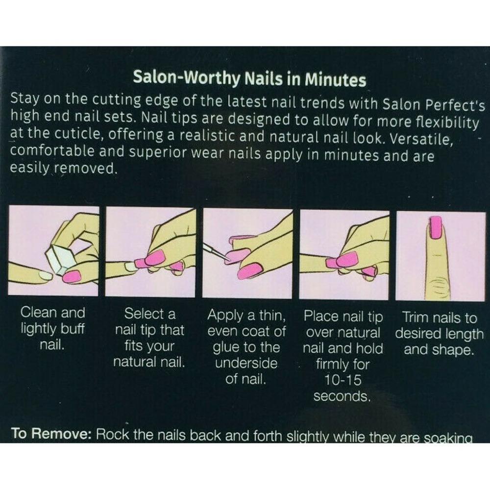 Salon Perfect Design Nail Set Of 2 Grey Marble Gold Press On W/Glue Manicure - Picture 4 of 5